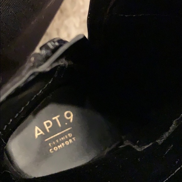 Apt 9 black faux suede ankle boots, gold hardware - Picture 8 of 8